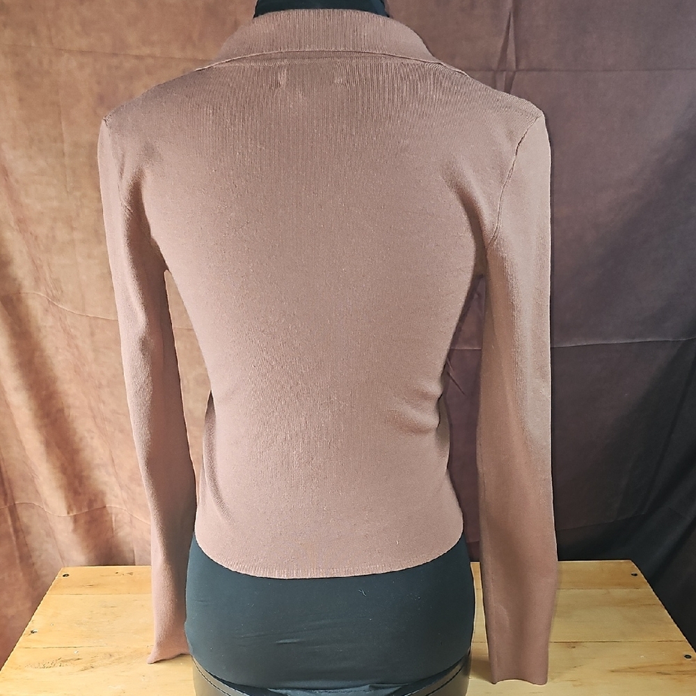 Aritzia Button-Up Cardigan in Rich Brown - Picture 3 of 3